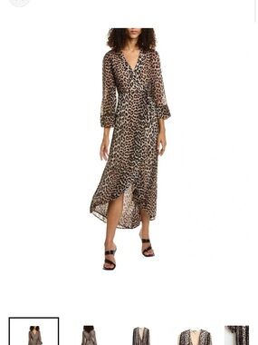 Ganni Leopard-Print Wrap Maxi Dress - Brown/Black